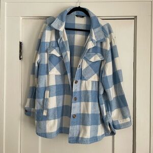 Blue and White Plaid Shacket